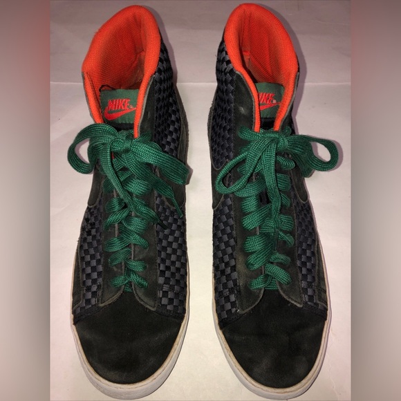 Nike Blazer Mid Woven Black Green Orange Shoes Mens Size 10  Authentic - Picture 1 of 13